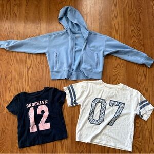 Blue Hoodie and number Graphic Tees Set